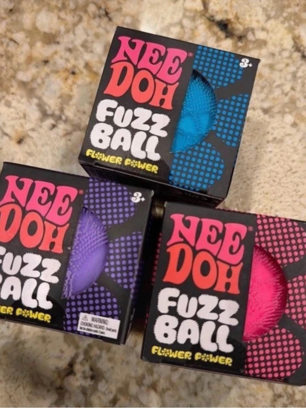 NeeDoh Fuzz Ball Sensory Stress Toys - Blue, Purple, Pink